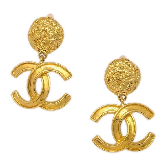 Chanel Gold Dangle Earrings Clip-On - Picture 2 of 8